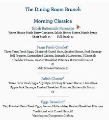 We accommodate dogs in designated patio guestrooms only. The Salish Lodge Dining Room Menu