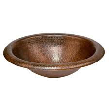 wide rim hammered copper vanity sink