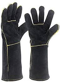 Welding Gloves Heat Resistant Cow Split Leather Bbq Camping Cooking Gloves Baking Grill Gloves Welder Fireplace Stove Pot Welding Gloves Cooking Gloves Welding