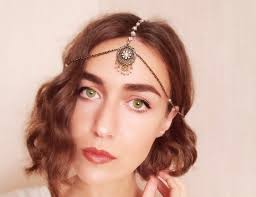 Tocado de cadena de la esperanza, cadena para la cabeza bohemia, tocado,  tocado gitano, cadena para la cabeza con perlas, accesorios para bodas