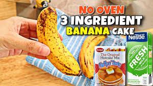 Place banana in a mixing bowl and mash into a smooth paste with a potato masher. No Oven 3 Ingredient Banana Cake Banana Bread Using Pancake Mix Sa Kaldero No Egg No Butter Youtube