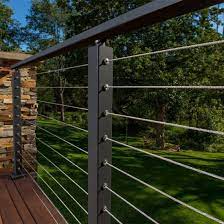 The fittings are made of stainless steel so they can be used for exterior decks or interior stairs. Modern Low Cost Staircase Cable Railing System Design With Black Color Post China Staircase Cable Railing System Cable Railing System Design Made In China Com