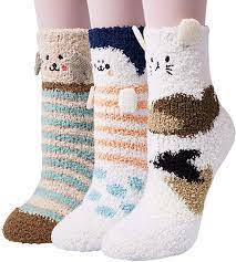3 Pairs Womens Fuzzy Soft Slipper Socks Home Sleeping Winter Warm Fluffy Cute Animal Socks At Amazon Women S Clot Fluffy Socks Fuzzy Socks Winter Soft Slippers