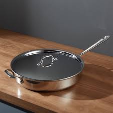 All Clad D3 Stainless 6 Qt Saute Pan With Lid Reviews Crate And Barrel In 2020 Dishwasher Safe Cookware Cookware Set All Clad