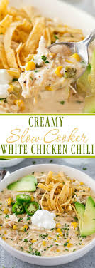 This is a fantastic, homemade white chicken chili recipe. Slow Cooker Creamy White Chicken Chili This Creamy White Chicken Chili Is Made Easy In The Slow Cooker A Recipes Pot Recipes White Chicken Chili Slow Cooker