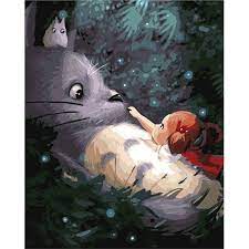 天才画家 diy手描き絵画 塗り絵 ハンドメイド絵画 油絵具セット付き トトロab 40 50 トトロ ジブリ イラスト かわいい ペインティング