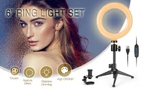 Amazon.com: 視訊會議照明套件,6 吋LED  自拍環形燈,附三腳架支架,可夾在筆記型電腦螢幕上,適用於網路攝影機照明/變焦照明/遠端工作/自我廣播/直播: 電子
