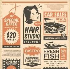 Retro Newspaper Ads Collection On Old Paper Texture Vector Illustration Retro Ads Newspaper Design Inspiration Retro