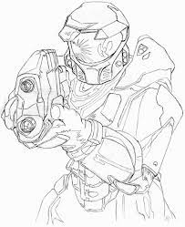 He wears green armor and helmet. Master Chief Coloring Pages Zeichnungen