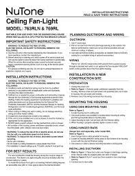 Nutone outdoor ceiling fan 763rln user guide. Nutone 763rln Installation Guide Manualzz
