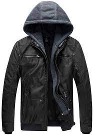 Wantdo Men S Faux Leather Jacket With Removable Hood Faux Leather Jacket Men Real Leather Jacket Faux Leather Jackets