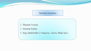 Manfaat penelitian bagi masyarakat dapat membantu untuk memberikan rekomendasi bagi suatu kebijakan, program yang dicanangkan oleh sebuah dinas atau instansi maupun kelompok masyarakat. Assalamualaikum Analisis Perilaku Tanggung Jawab Dalam Pembelajaran Pkn