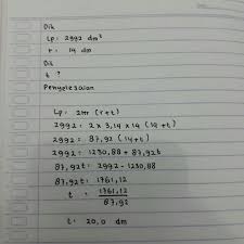 Tabung memiliki 3 sisi, yaitu alas, atap, selimut. Diketahui Luas Permukaan Tabung 2 992 Dm Dan Jari Jari Alasnya 14 Dm Maka Tinggi Tabung Tersebut Brainly Co Id