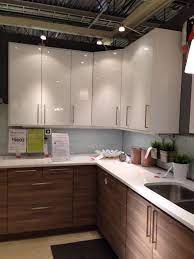Ikea Walnut Lowers Cabinets White Uppers Kitchen Cabinet Design Kitchen Remodel Kitchen Decor Modern