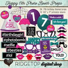 13th Birthday Photo Booth Props Free Printable Photo Booth Props Happy 17th Birthday By Ridgetopdigitalshop Photo Booth Props Birthday Props Happy 17th Birthday