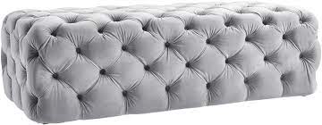Ottomans can add storage and a footrest to chairs that do not recline. Kaylee Grey Velvet Ottoman Njmodern Furniture