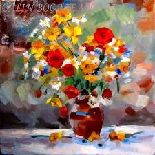 Flori De Camp In Vas De Lut Pictură In Ulei Pe Panză Natură Statică Tablou Realist Pictură Hiperrealistă Lucrare Origi Painting Flower Painting Paint By Number