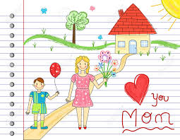 Often used for applying background textures. Mother Day Card Kids Crayon Drawings Over White Notebook Page Royalty Free Cliparts Vectors And Stock Illustration Image 9304378