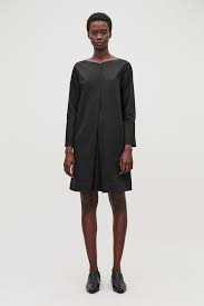 Black A Line Dress With Sleeves A Line Dress With Front Pleat Black Dresses Cos Black Pleated Dress Dresses A Line Dress
