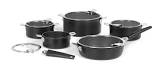 The Rock Diamond Non-Stick T-Lock Cookware Set w/ Detachable Handles, Black, 14-pc Heritage