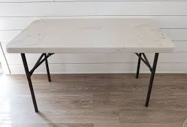 How To Makeover A Plastic Folding Table Idea Diy In 2020 Table Makeover Folding Table White Plastic Table
