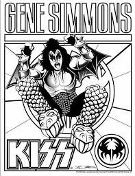 Who else wants electric guitar coloring pages? Gene Coloring Page Kiss Rock Bands Kiss Band Kiss Art