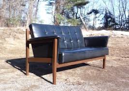 Vintage Mid Century Modern Paoli Chair Co Black Tufted Sofa Loveseat Couch Love Seat Tufted Sofa Couch And Loveseat