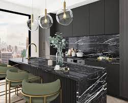 Black marble kitchen worktops are a bold choice and give the kitchen a dramatic flair. Dalal Alfaddagh Interiors Dalalalfaddagh Posted On Instagram Black Marble Ki In 2021 House Interior Design Kitchen Interior Design Kitchen Modern Kitchen Design