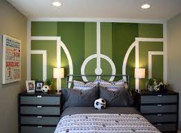 This Bedroom Design Will Be A Goal With Any Young Sports Fans Soccer Room Soccer Bedroom Soccer Themed Bedroom