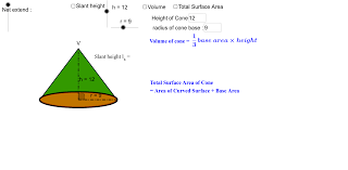 Maybe you would like to learn more about one of these? Cone Volume And Total Surface Area Geogebra