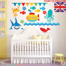Birthday decorations 14pcs tail ornaments under the sea pin the tail on the mermaid party games craft kits for kids. Under The Sea Wall Stickers Fish Ocean Kids Nursery Childrens Room Decor Ideas Ebay