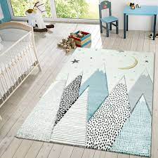 Kinderzimmer teppich maritim blau rot. Kinder Teppich Spielteppich Berge Punkte Sterne Mond Pastell Blau Grau Ebay