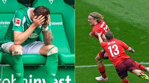 Mit der dritten niederlage in folge haben die krisengeschüttelten rheinländer die sportliche talfahrt fortgesetzt, der druck auf trainer stale. Bremen Steigt Direkt Ab Koln Springt Auf Platz 16 Union Siebter Lewandowski 41 Kicker