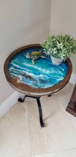 Ocean Wave Abstract Epoxy Resin Wood Table Side Table Coffee Etsy In 2020 Epoxy Resin Wood Decorating Coffee Tables Side Table