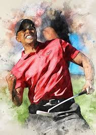 Tiger Woods Mixed Art Sketch Poster Master Art Print Etsy Tiger Woods Golf Art Golf Painting