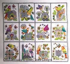 Check spelling or type a new query. 12 Birds Blackwork Flowers Cross Stitch Pattern By Lesley Teare