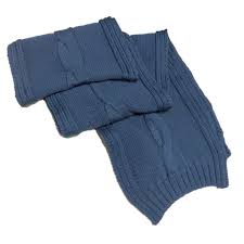Dark and light blue marl knit forms a long scarf that can be wrapped around several times for an extra cozy fit. Bgs08 Single Cable Scarf Junior Navy Interknit