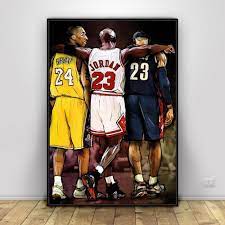 Kobe Bryant Michael Jordan Lebron James Basketball Art Canvas Poster Prints Home Wall Decor Painting Basketball Canvas Lebron James Poster Basketball Art