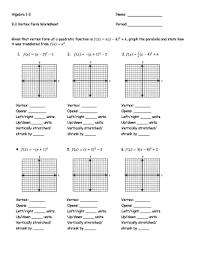 Graphing Quadratics In Vertex Form Worksheet Nidecmege