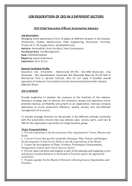 Corporate finance job descriptions, from the cfo through financial analyst, with suggested experience, job knowledge and skills outlined. Job Desription Of Ceo