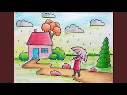 Rainy Season Scenery Drawing For Beginner Simple Oil Pastel Drawing Of Rainy Day Youtube Pastel Drawing Oil Pastel Drawings Rainy Day Drawing