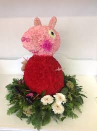 3d Peppa Pig Funeral Tribute Made By Tayler James Flowers Animal Flower Arrangements Funeral Tributes Flower Arrangements