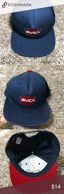 Rvca Cap Blue Red Snap Back Hat Mid Fit Snap Backs Rvca Blue