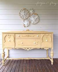 Buffet Painted By Amanda Of Ferpie And Fray In Miss Mustard Seeds Mustard Seed Yellow Painted Furniture Painted Furniture Furniture Makeover