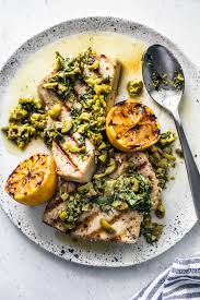 The best way to cook fish? Grilled Swordfish Steaks With Olives And Herbs Killing Thyme
