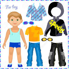 Comment choisir la taille d'un vêtement enfant ? Poupee De Papier Avec Un Ensemble De Vetements A La Mode Mignon Modele De Garcon Pour La Coupe Clip Art Libres De Droits Vecteurs Et Illustration Image 25798477
