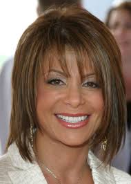 Paula Abdul's medium hairstyle with texturized layers
