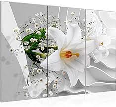 Bilder Blumen Lilie 3d Wandbild 120 X 80 Cm Vlies Leinwand Bild Xxl Format Wandbilder Wohnzimmer Wohnung Deko Kunstdrucke Weiss 3 Tei Wandbilder Lilien Bilder