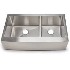 These kitchen sinks come in single or double bowls. Hahn Farmhouse Curved Kitchen Sink Double Offset Bowl 36 In Stainless Steel Fh004 Rona