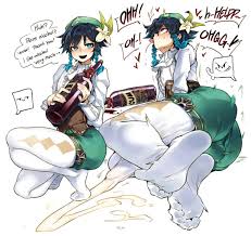 venti (genshin impact), bonnypir, 1boy, alcohol, blue eyes - R34 Vault